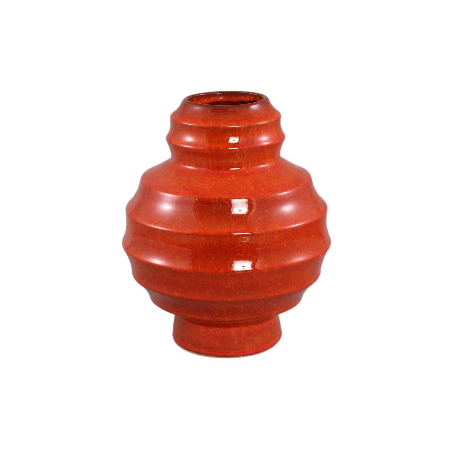 Portian Orange Glazed Ceramic Vase Layered L