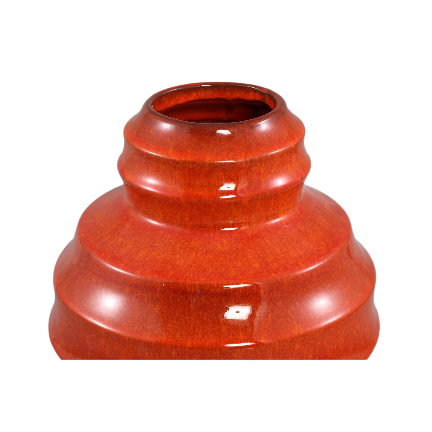 Portian Orange Glazed Ceramic Vase Layered S