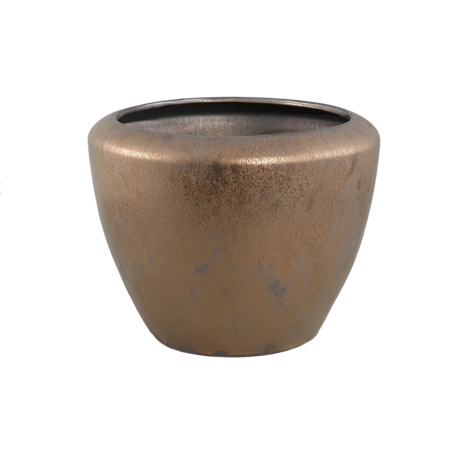 Kyleigh Bronze Round Ceramic Pot Smooth Low L
