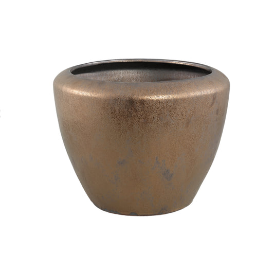 Kyleigh Bronze Round Ceramic Pot Smooth Low L