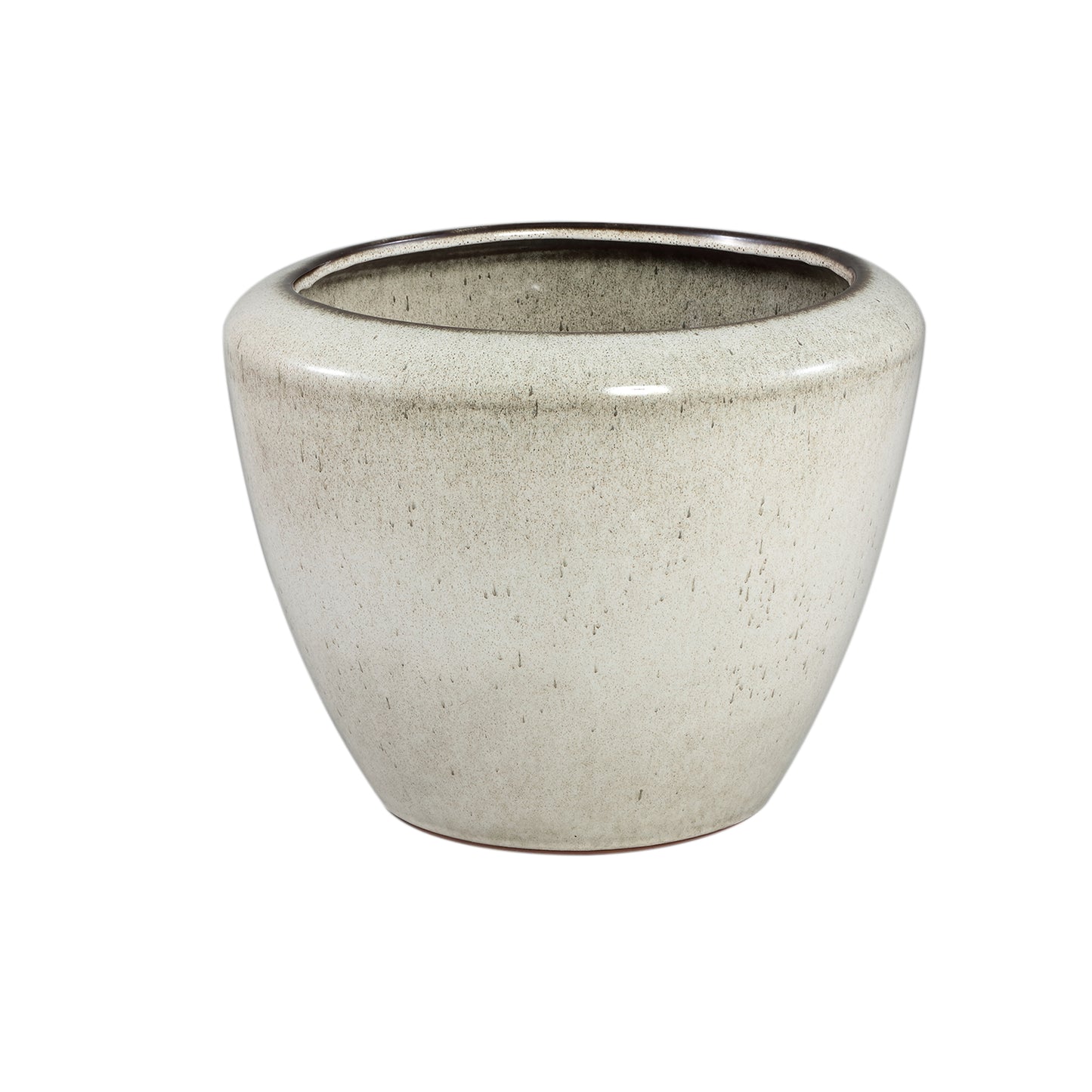 Kyleigh Beige Round Ceramic Pot Smooth Low L