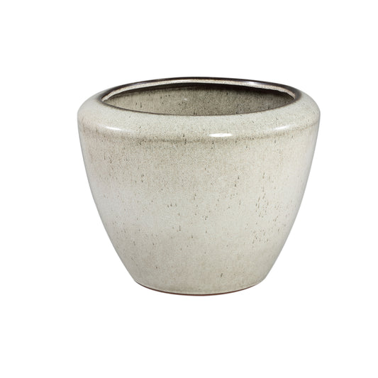 Kyleigh Beige Round Ceramic Pot Smooth Low L