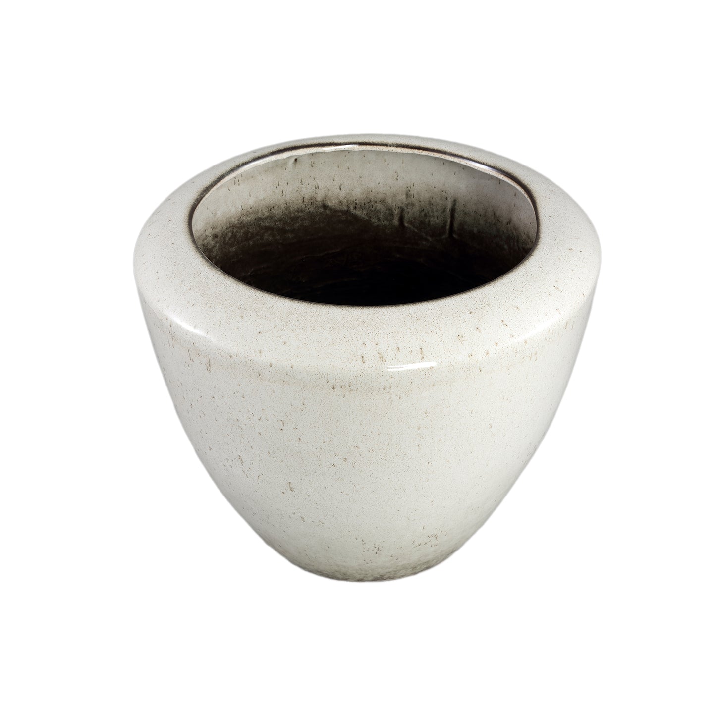 Kyleigh Beige Round Ceramic Pot Smooth Low L