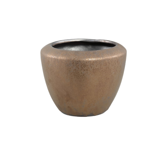 Kyleigh Bronze Round Ceramic Pot Smooth Low M