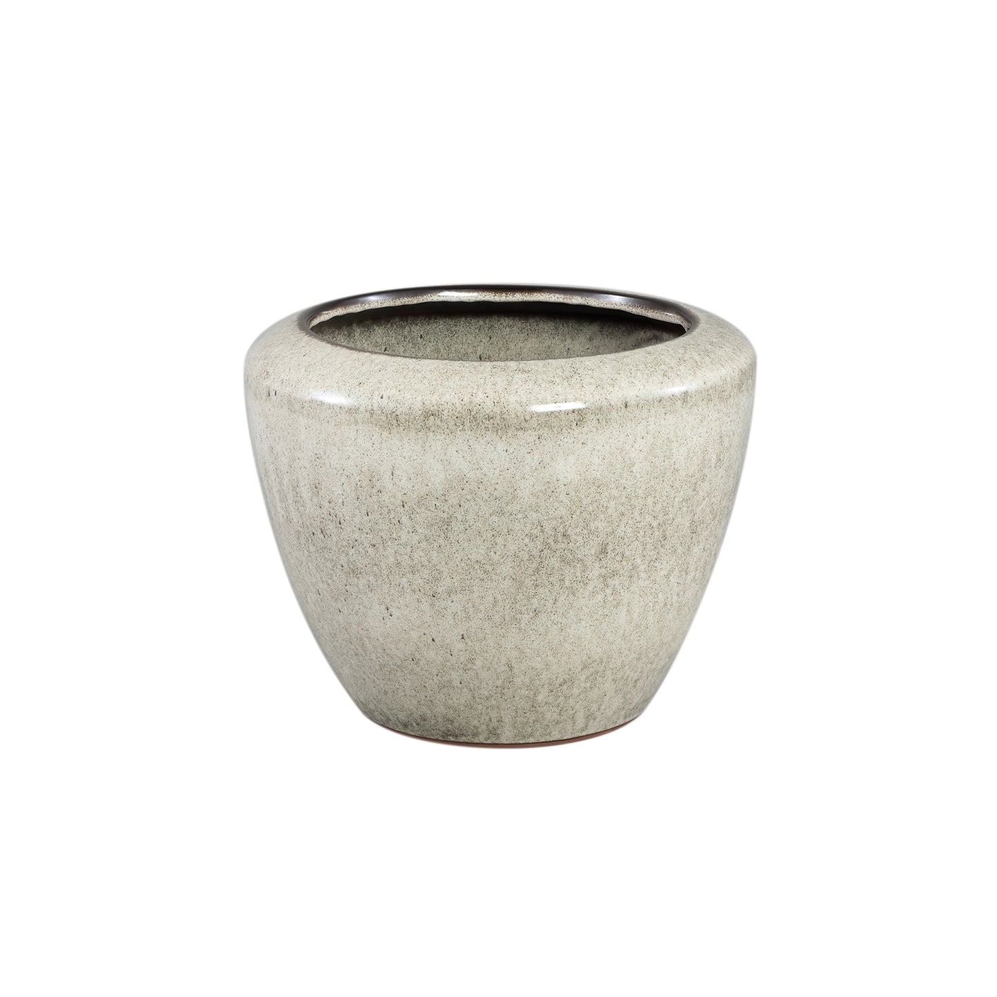 Kyleigh Beige Round Ceramic Pot Smooth Low M