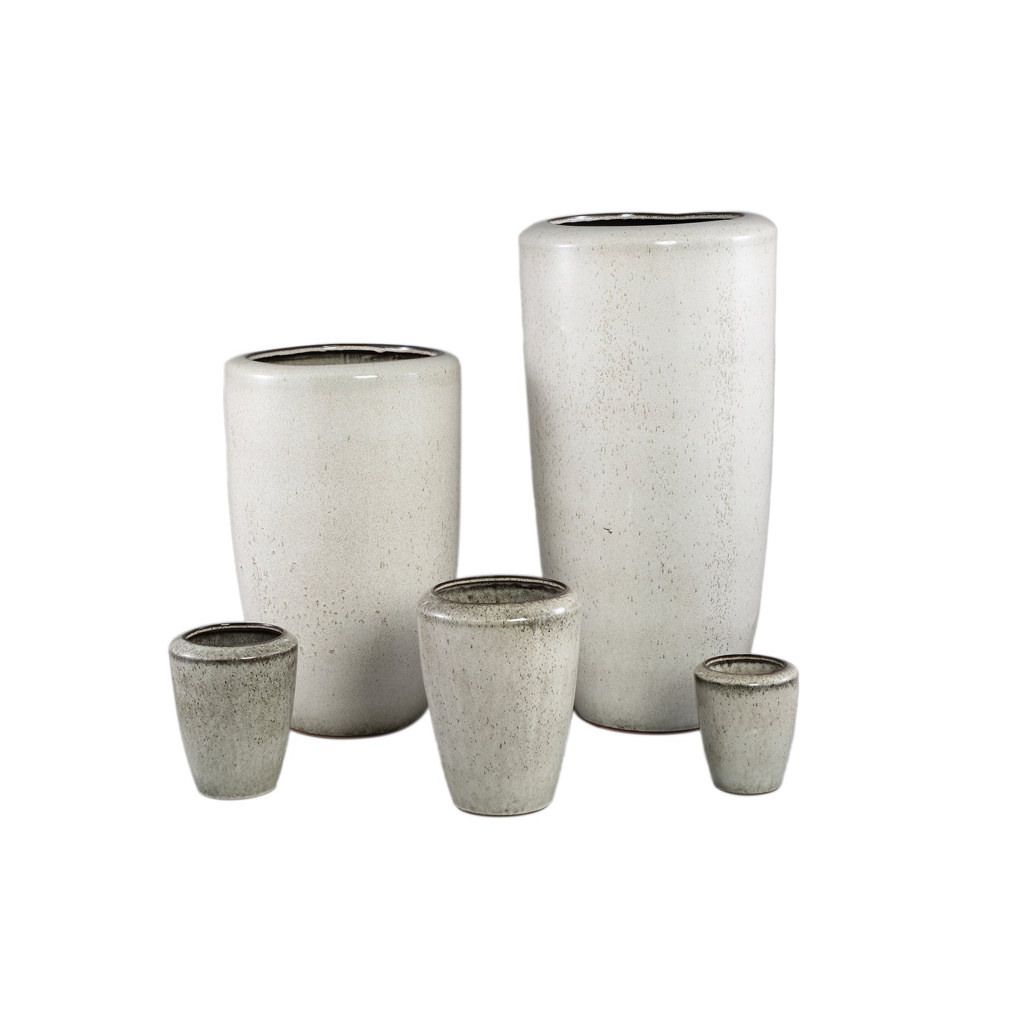 Kyleigh Beige Round Ceramic Pot Smooth High L