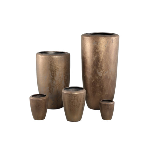 Kyleigh Bronze Round Ceramic Pot Smooth High M