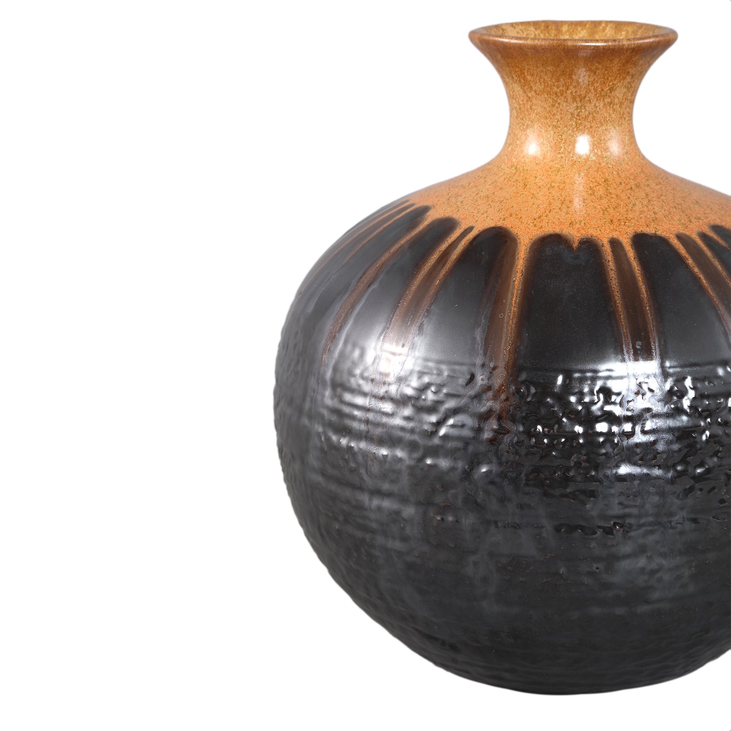 Darlan Gun Metal Bulby Ceramic Vase Beige Top L