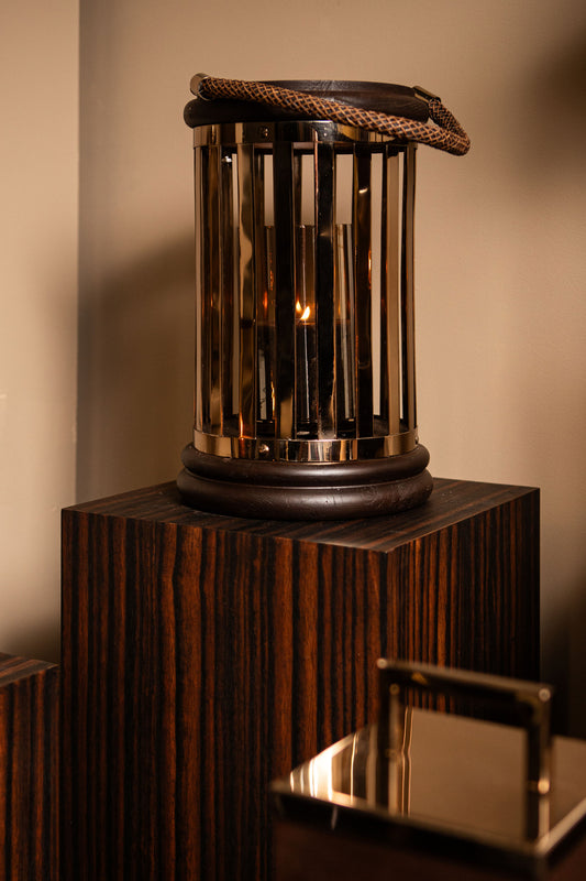 Sjorsh BrownGold Mango Wood St. Steel Lantern S