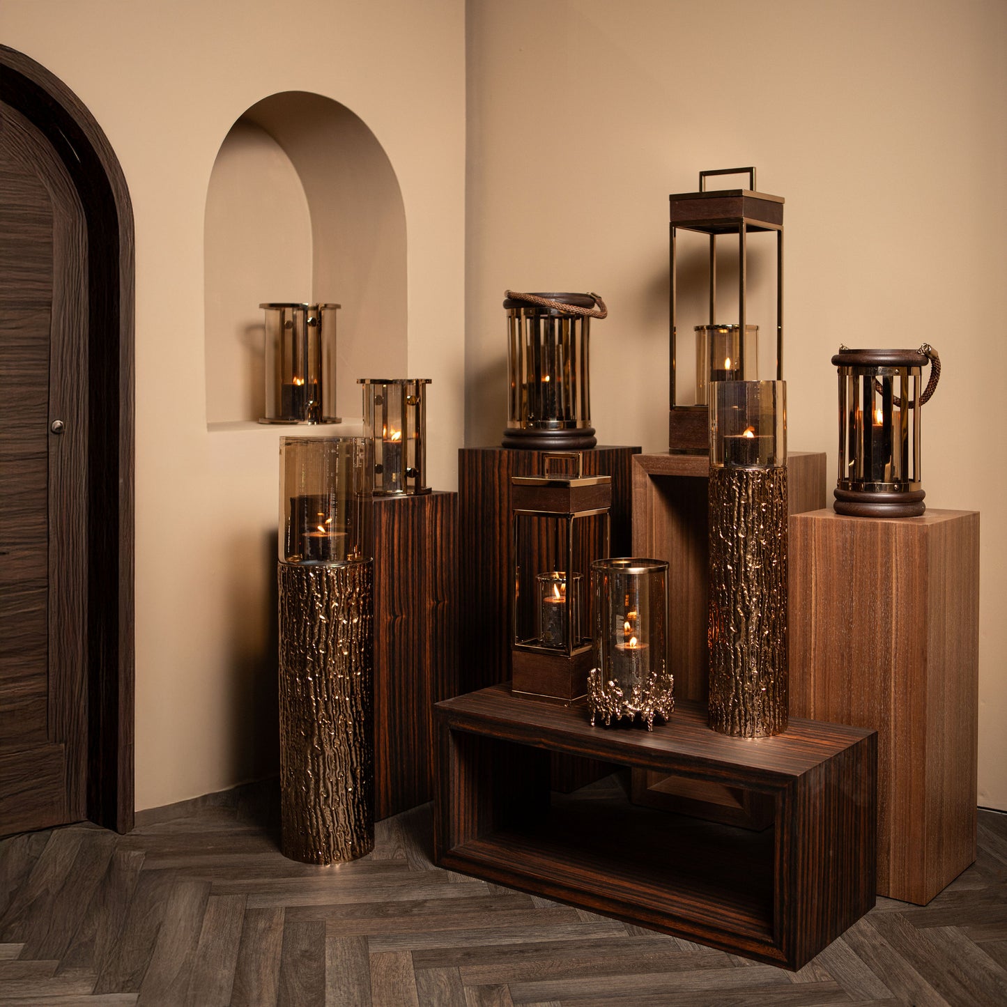 Sjorsh BrownGold Mango Wood St. Steel Lantern L