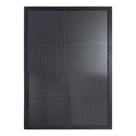Elasah Black Wooden Rect Wall Panel Line Pattern