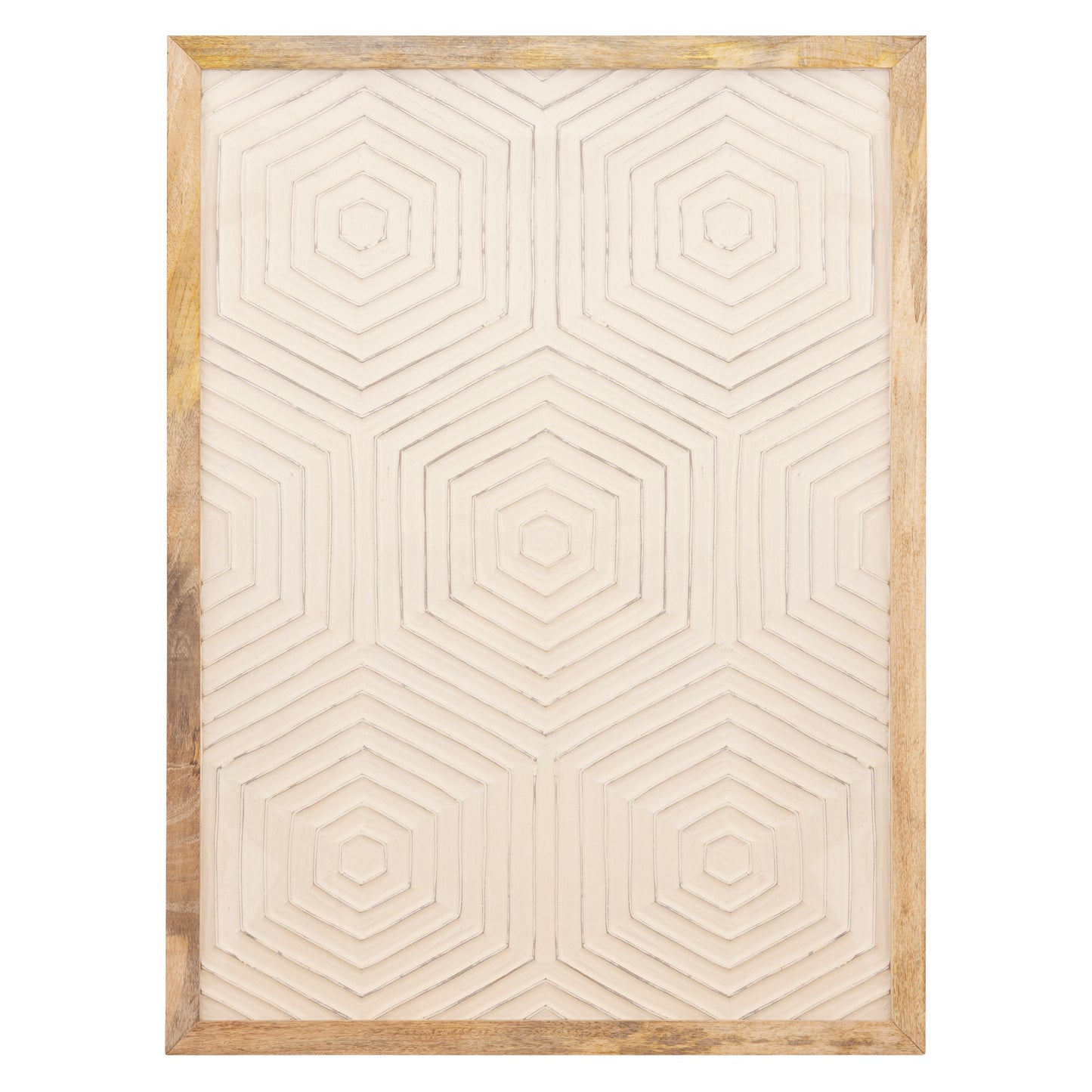 Elasah Cream Wooden Rect Wall Panel Hexagon