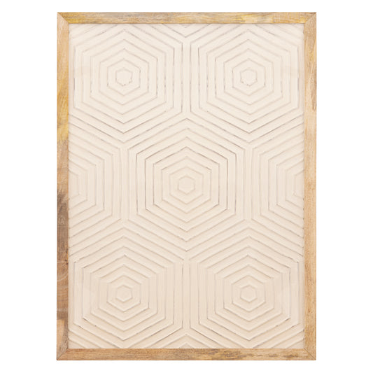 Elasah Cream Wooden Rect Wall Panel Hexagon