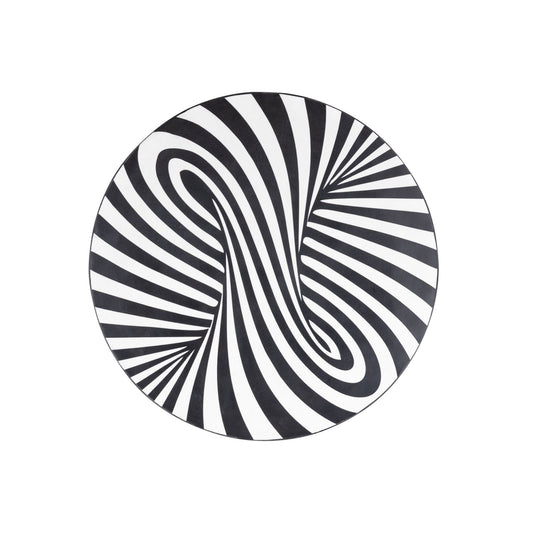Hallie Black And White Wood Round Wall Panel Swirl