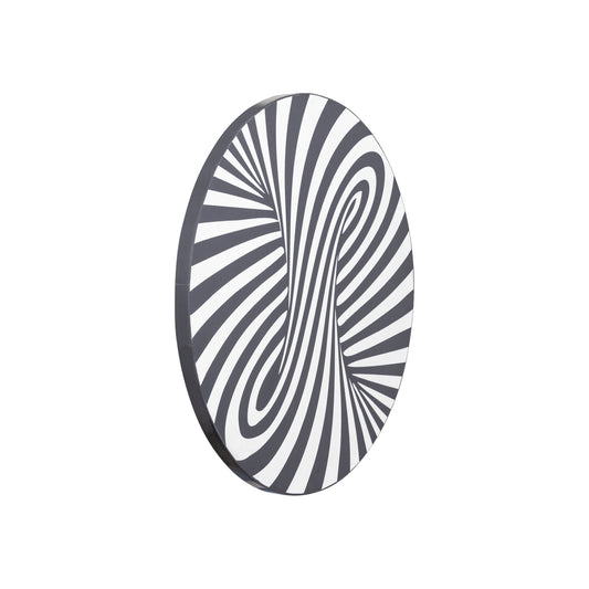 Hallie Black And White Wood Round Wall Panel Swirl