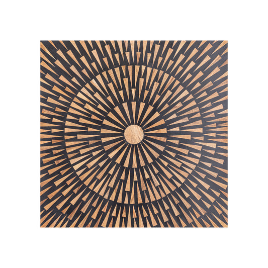 Jordie Brown Wooden Rect Wall Panel Round Pattern