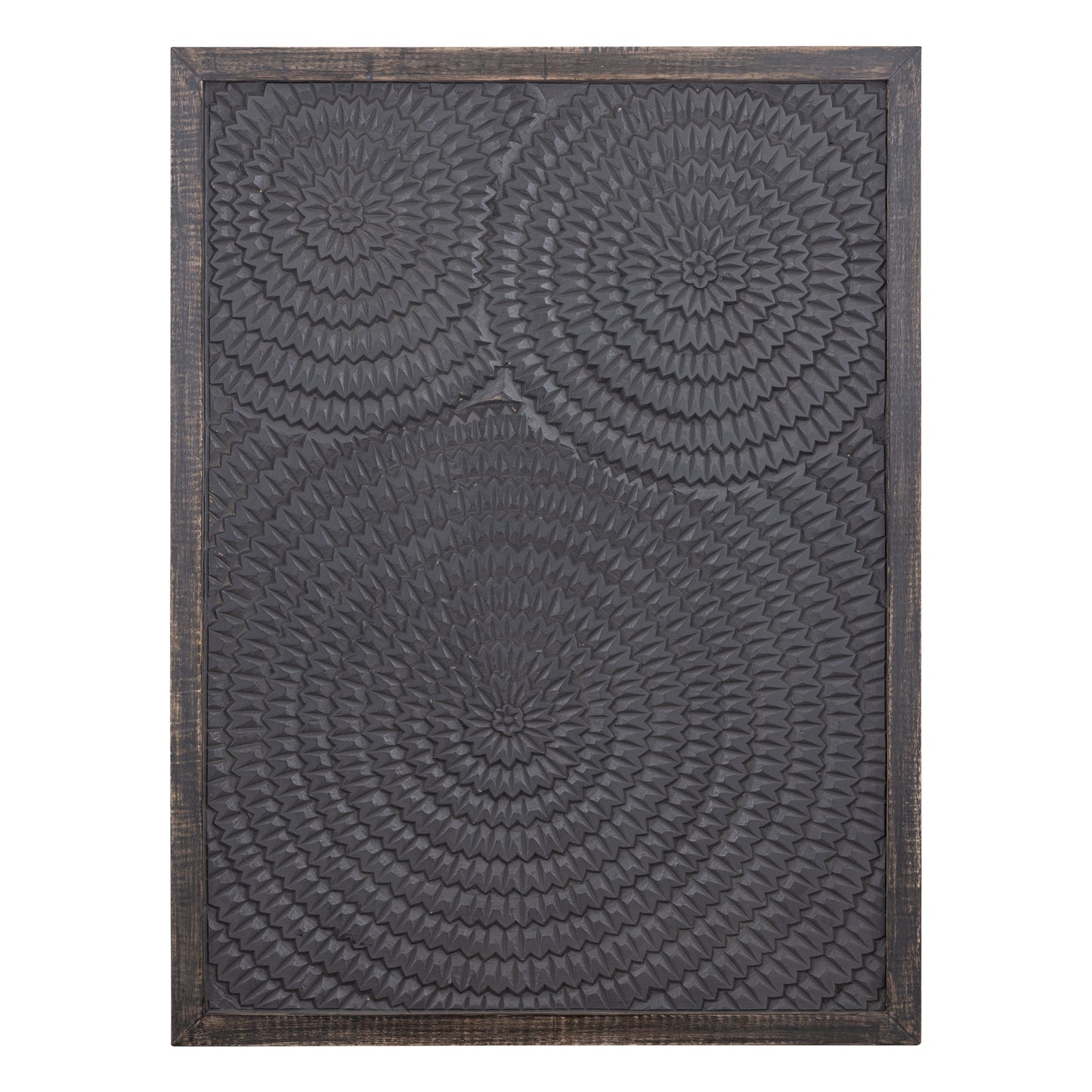 Levya Black Wooden Rect Wall Panel Round Pattern