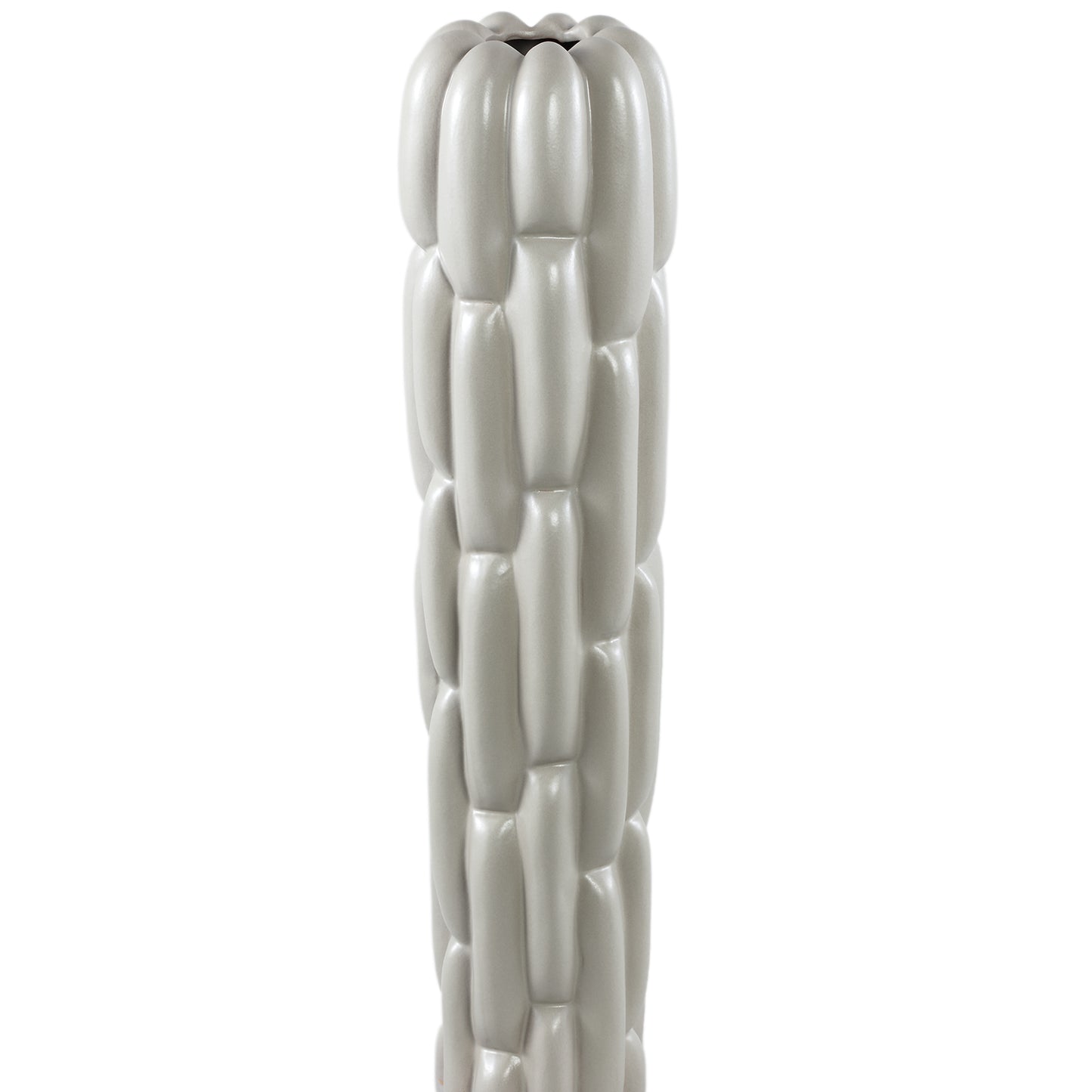 Seanis Grey Round Ceramic Vase Block Pattern L