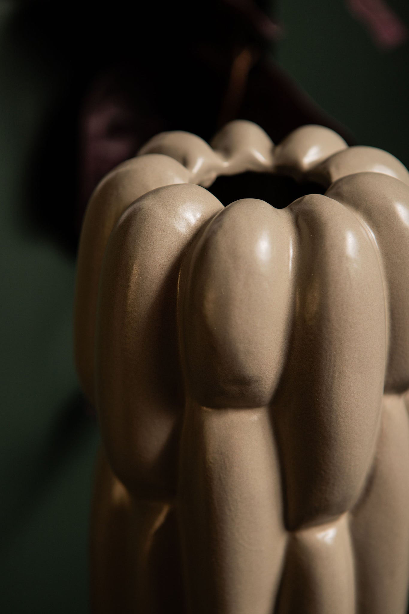 Seanis Grey Round Ceramic Vase Block Pattern M