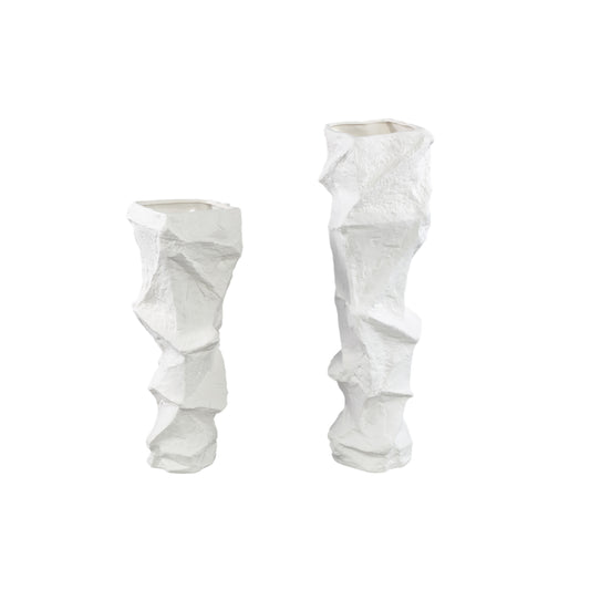 Kellie White Ceramic Organic Shaped Vase Low