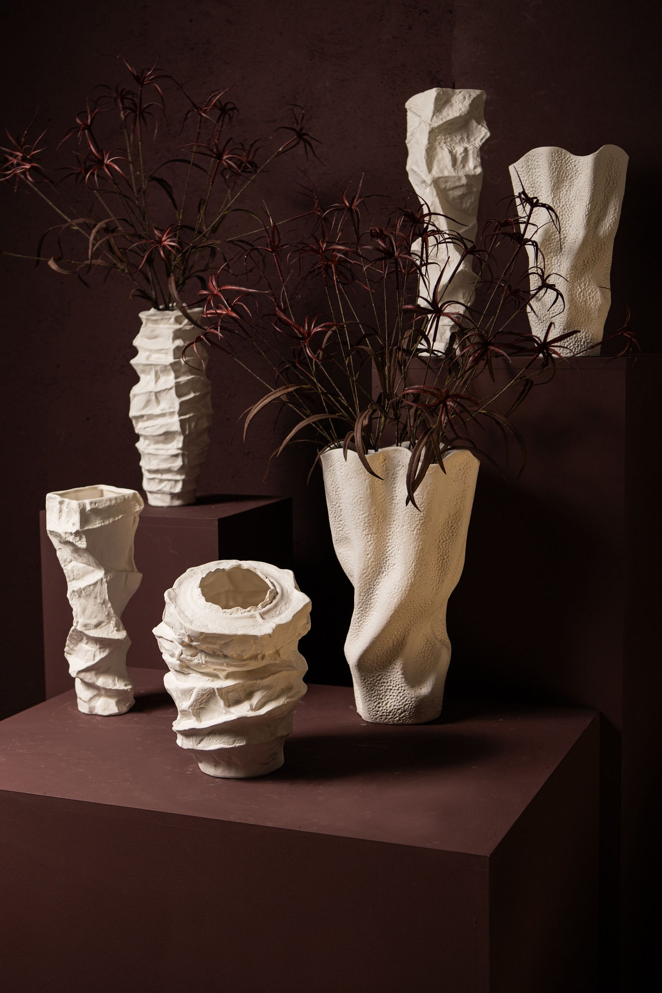 Kellie White Ceramic Organic Shaped Vase Low