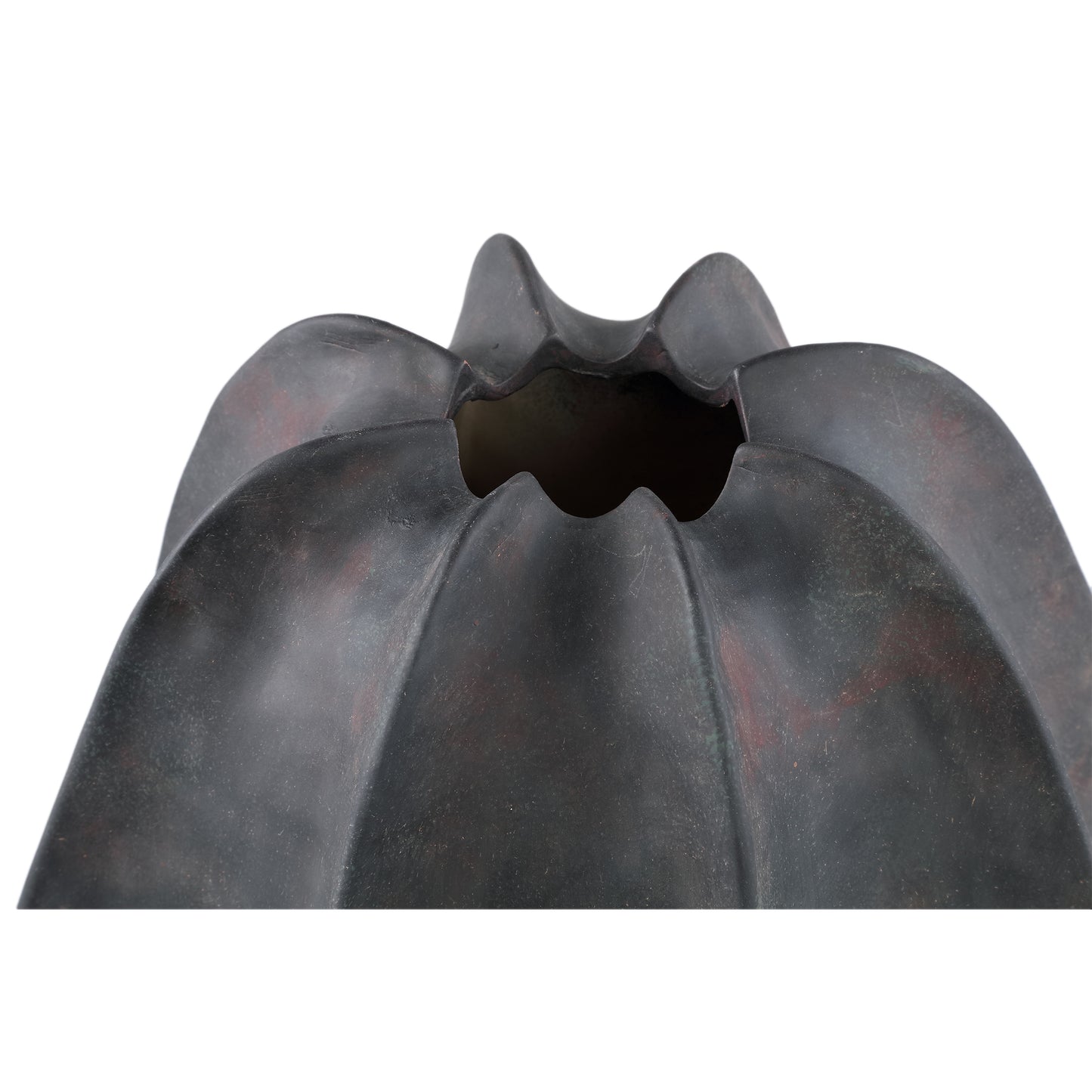 Grayson Black Ceramic Round Ribbed Vase Wide