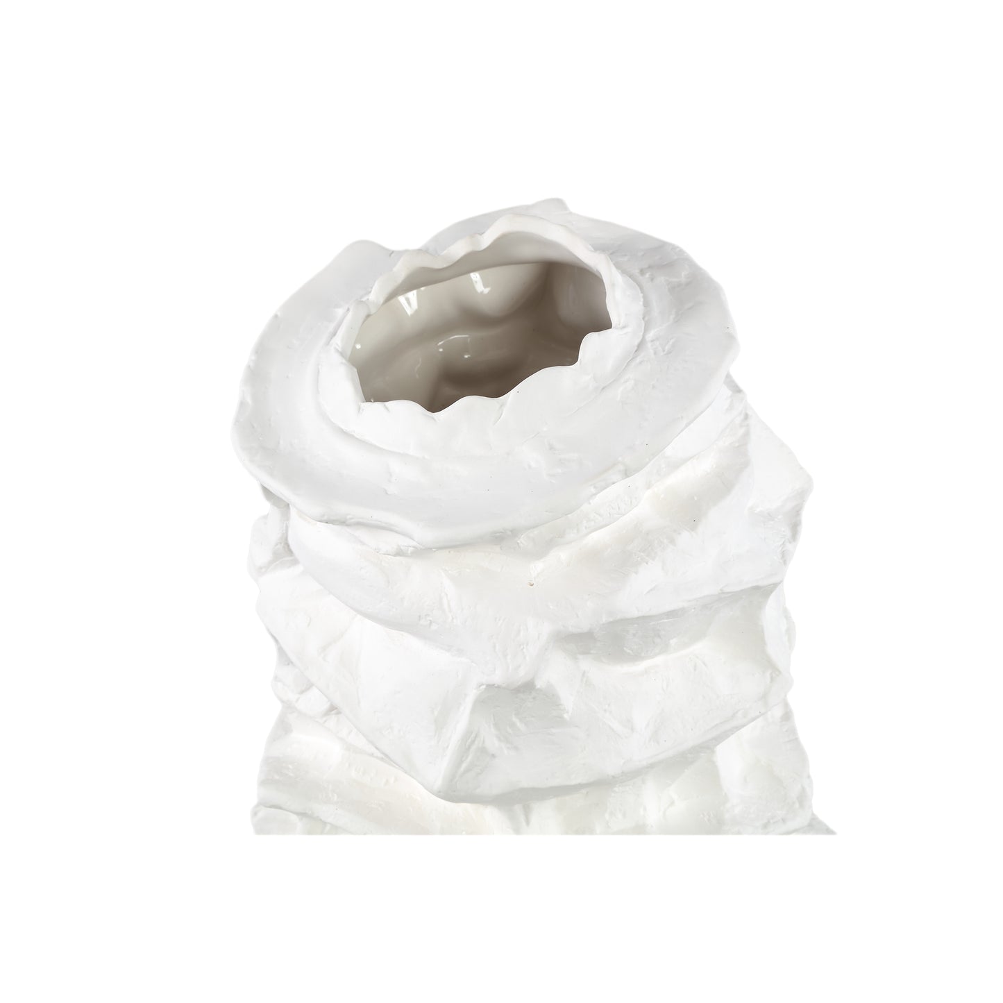 Aharon White Ceramic Irregular Shaped Vase Slim S