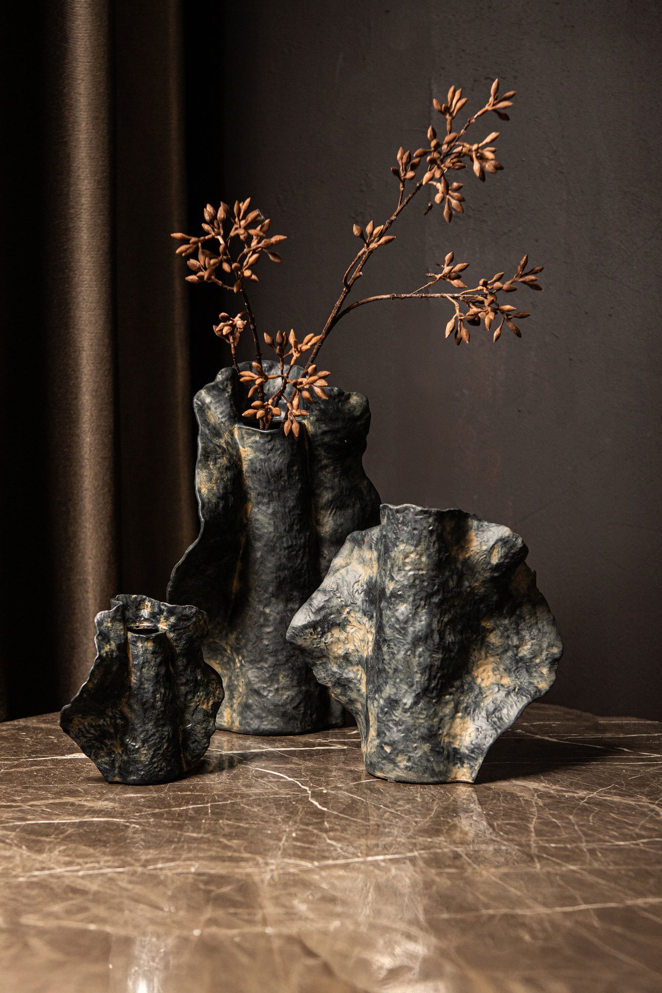 Aleigha Black Ceramic Organic Shaped Vase L