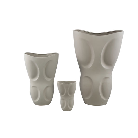 Dayna Grey Oval Ceramic Vase With Pattern M