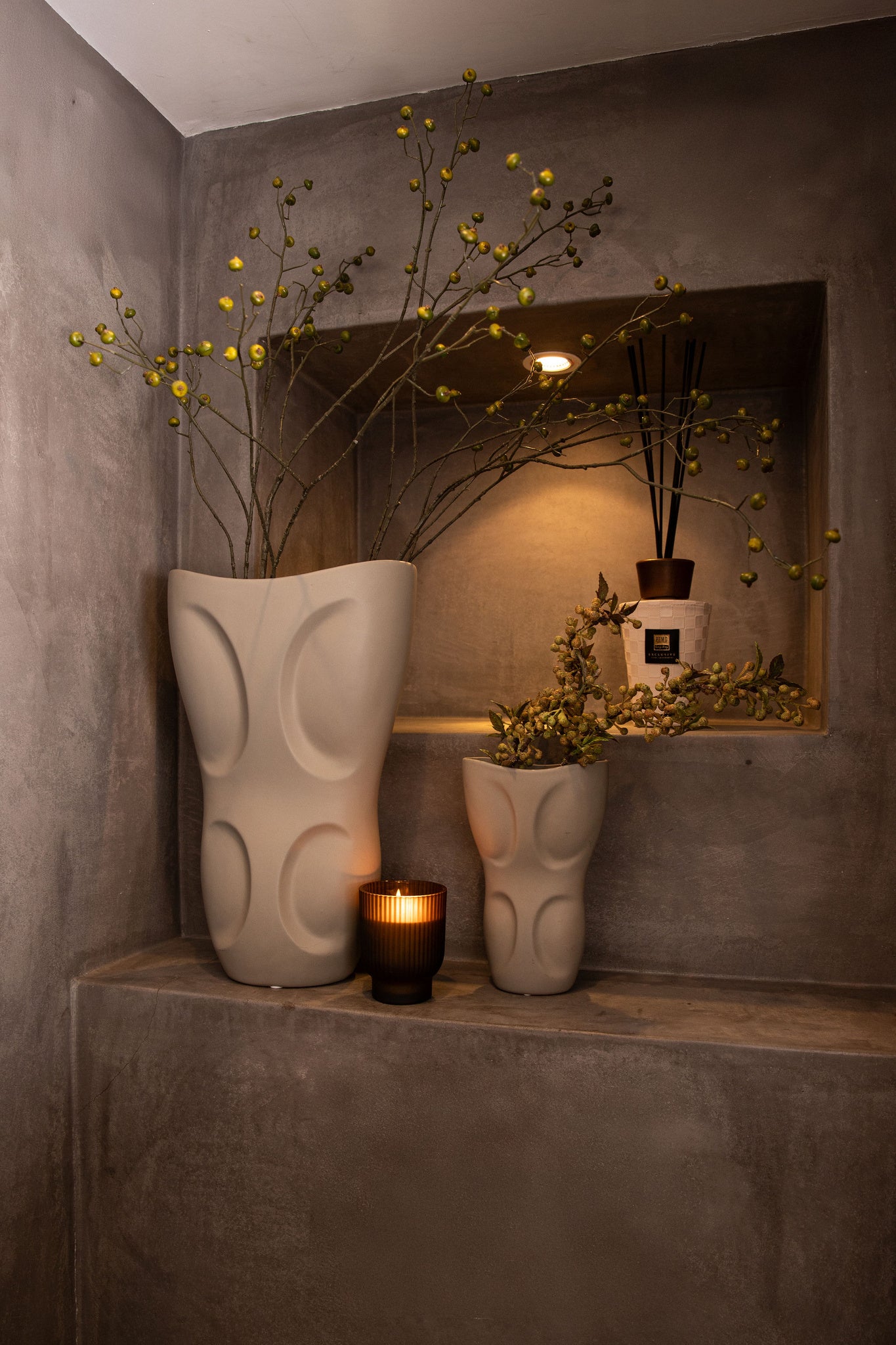 Dayna Grey Oval Ceramic Vase With Pattern M