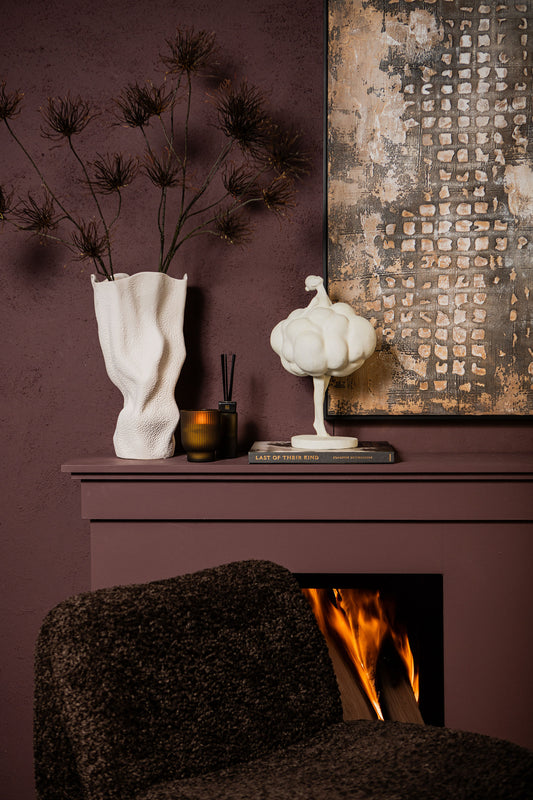 Violettee White Ceramic Wavy Vase Dot Pattern L