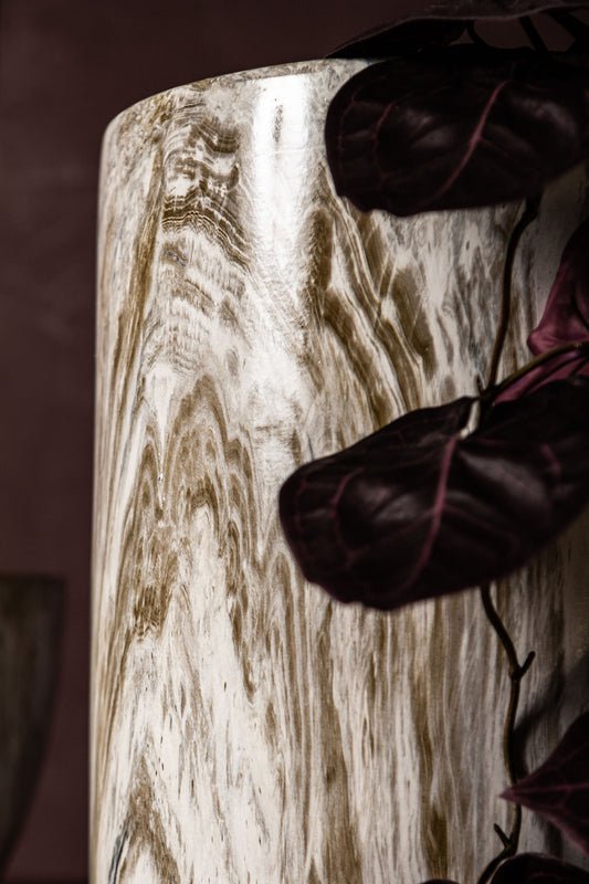 Miah Beige Ceramic Marble Look Pot Set Of 2 High