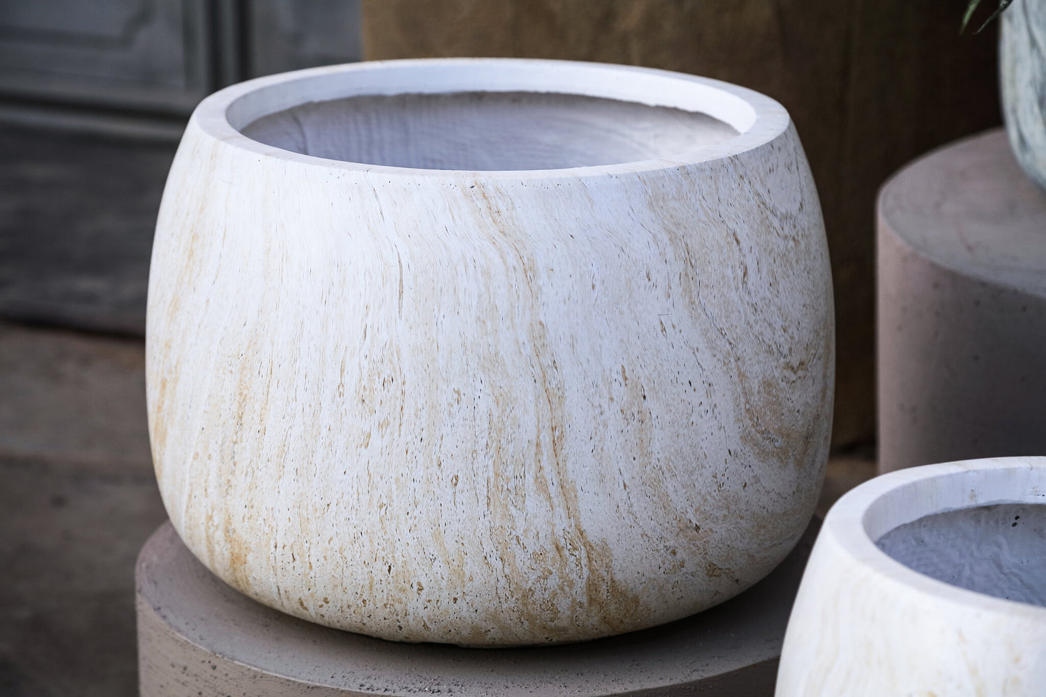 Amilee Beige GRC Marmerlook Pot Rond Set van 2 31x46x46 cm