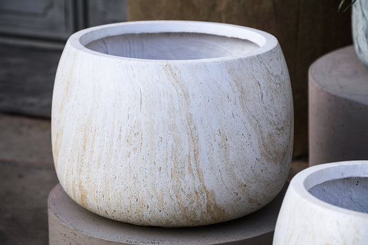 Amilee Beige GRC Marmerlook Pot Rond Set van 2 31x46x46 cm
