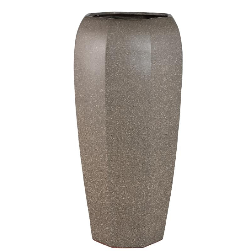 Myrick Donkerbruine Keramische Pot Achthoekige Vorm XL 77x37x37 cm