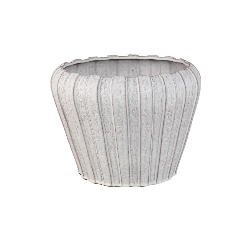 Mirei Witte Keramische Pot Verticaal Geribd Rond L 30x39x39 cm