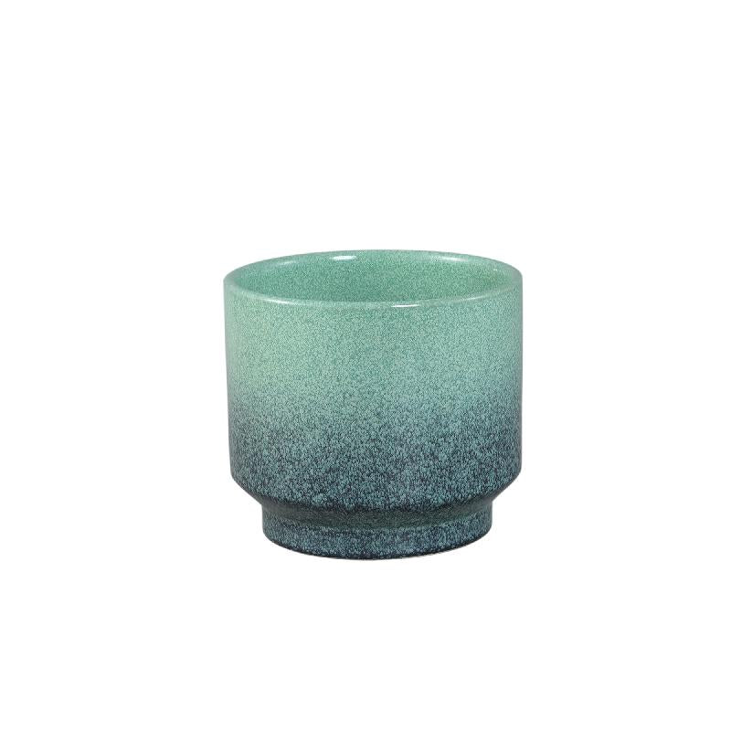 Kyer Turquoise Keramische Pot Op Poot Ombre Finish Set Van 4 16.5x19x19 cm