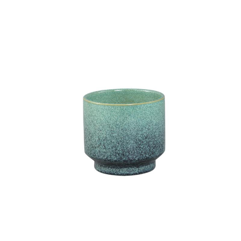 Kyer Turquoise Keramische Pot Op Poot Ombré Afwerking Set Van 8 12x13x13 cm