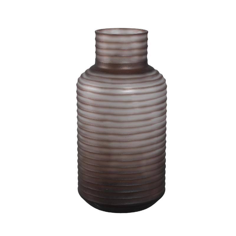 Kalyce Lichtbruine Handgesneden Glazen Vaas L 44x22x22 cm