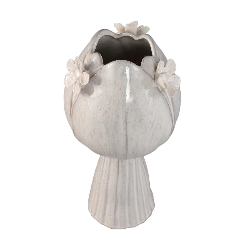 Jaleesa Witte Tulp Keramische Vaas Groot Set van 4 Stuks 32x18x18 cm