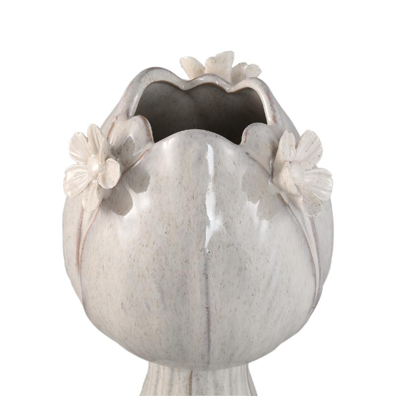 Jaleesa Witte Tulp Keramische Vaas Groot Set van 4 Stuks 32x18x18 cm
