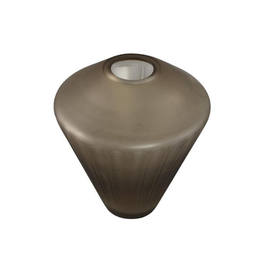Damiri Bruin Glas Handgeslepen Vaas Lijnen M 28x25x25 cm