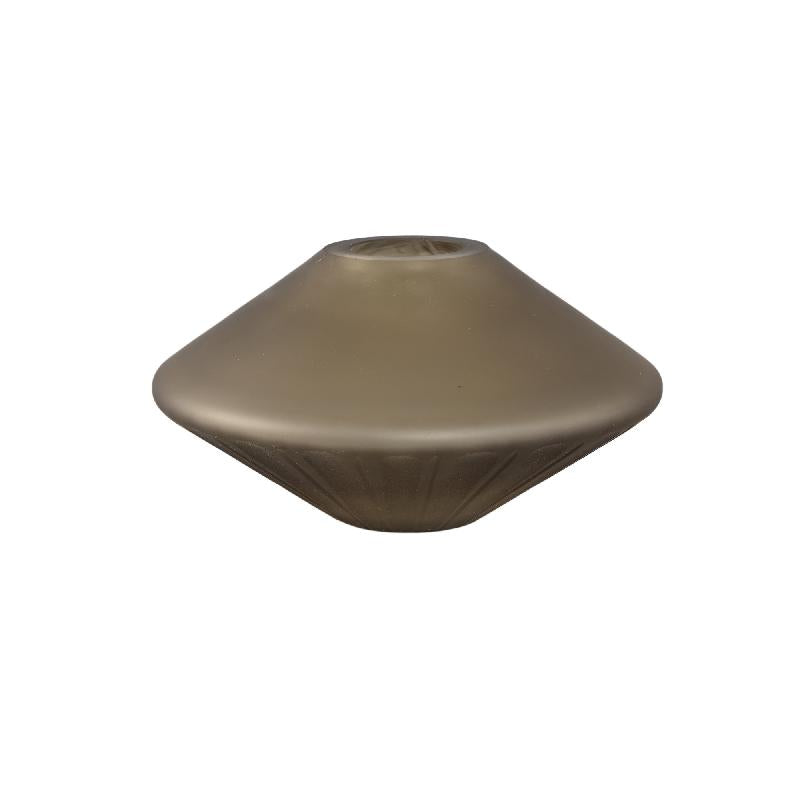 Damiri Bruine Glazen Vaas Met Handgesneden Lijnen Small 14x25x25 cm