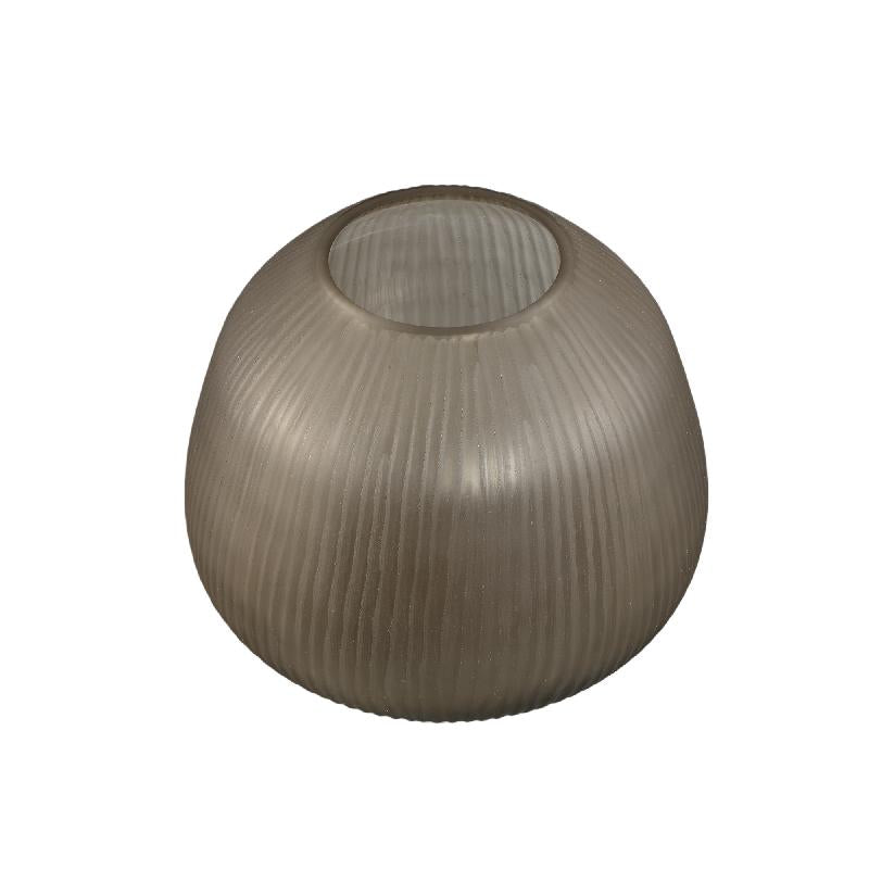 Marria Bruine Glazen Vaas Handgesneden Geribbd Rond S 22x27.5x27.5 cm
