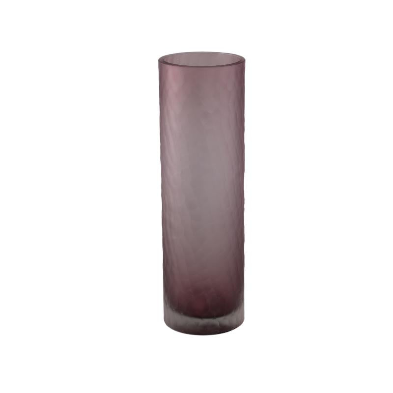 Paulene Lichtroze Glazen Vaas Handgeslepen Recht Set van 2 40x12.5x12.5 cm