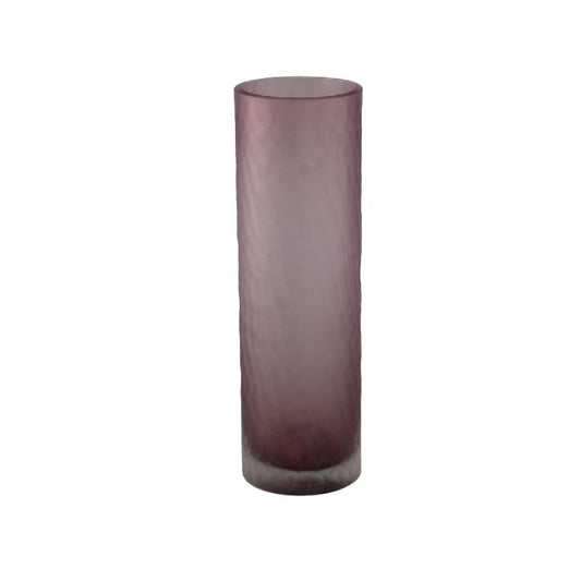 Paulene Lichtroze Glazen Vaas Handgeslepen Recht Set van 2 40x12.5x12.5 cm