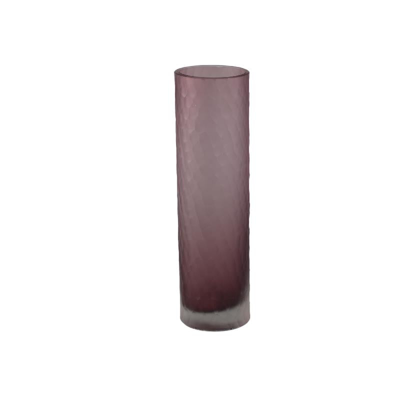 Paulene Lichtroze Glazen Vaas Handgeslepen Recht Set van 2 35x10.5x10.5 cm