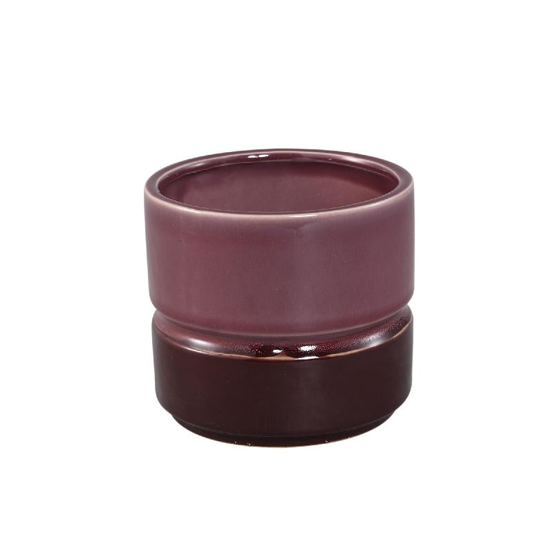 Keera Paarse Keramische Pot Dubbellaags Rond M - Set van 12 11x12x12 cm