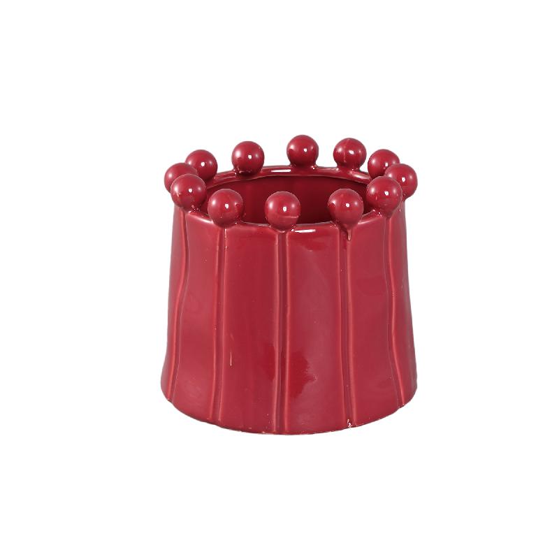 Celine Roze Keramische Pot Met Bolkop Rond M Set Van 6 Stuks 12.5x14x14 cm