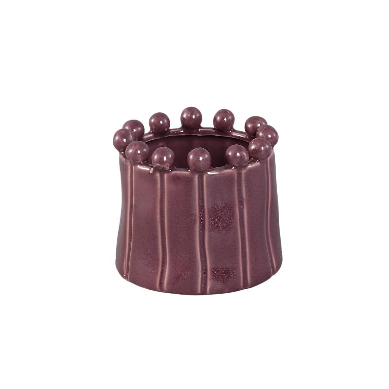 Celine Paarse Keramische Pot Met Bolletop Rond Set Van 12 10x12x12 cm